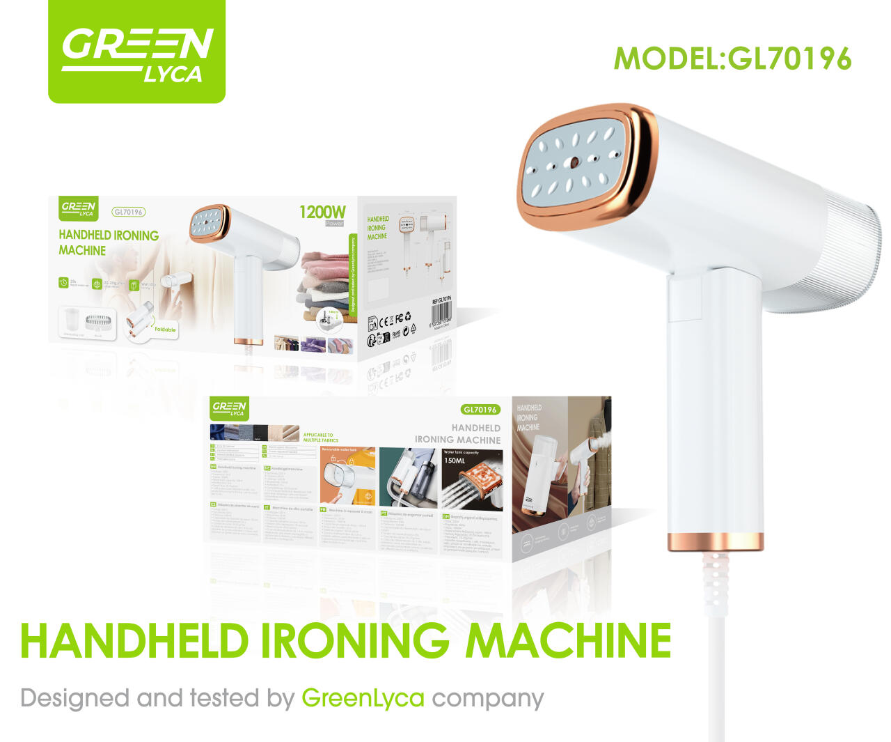 Plancha de vapor plegable portátil para uso seco y húmedo.