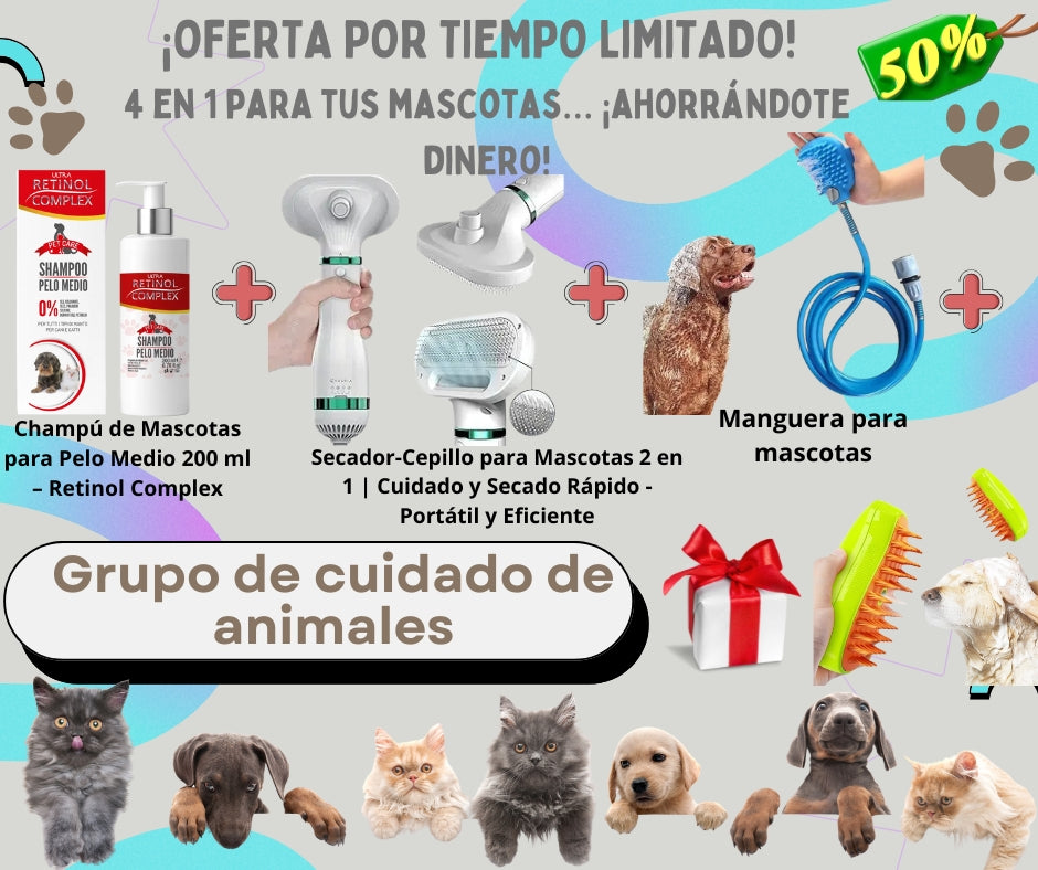 Kit de aseo para mascotas 3 en 1 + Regalo: Vapor Mascotas