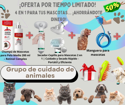 Kit de aseo para mascotas 3 en 1 + Regalo: Vapor Mascotas