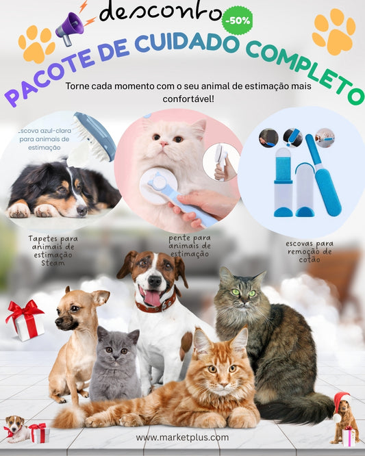 Conjunto Premium 3 em 1 para o Cuidado dos Animais de Estimação ( azul claro )