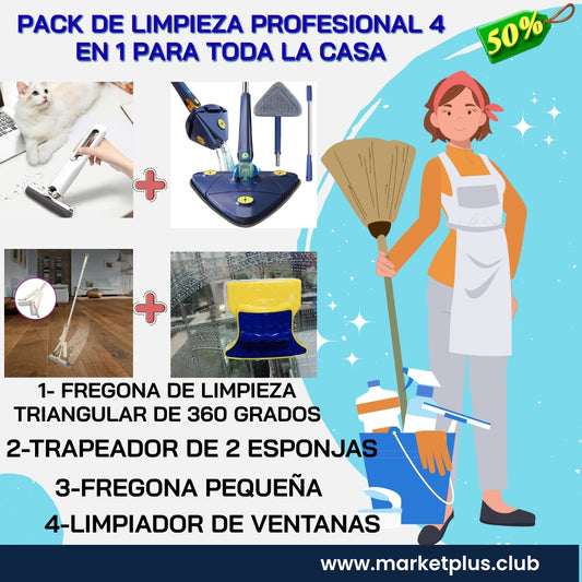 Pack de limpieza profesional 4 en 1 para toda la casa