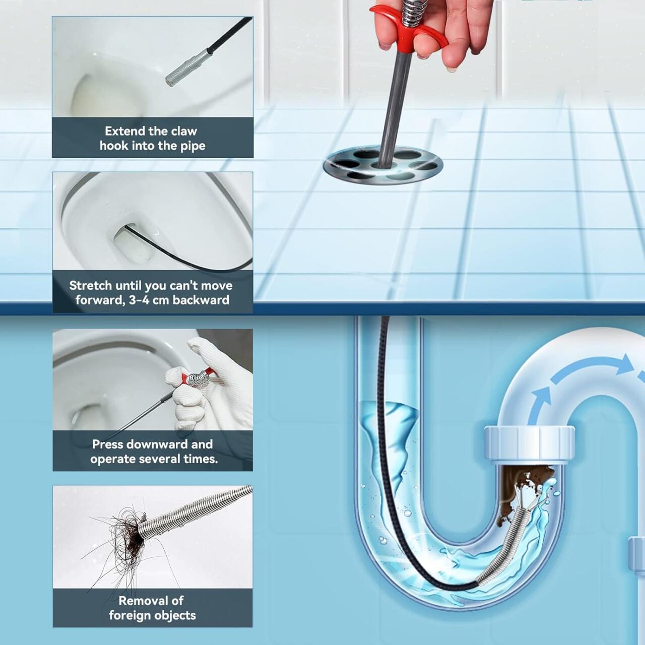 Limpiador de desagües con garras