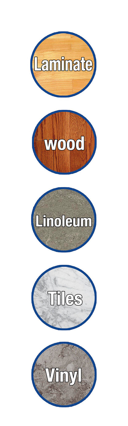 Mopa giratoria 360° que limpia, seca y pule en un solo paso.