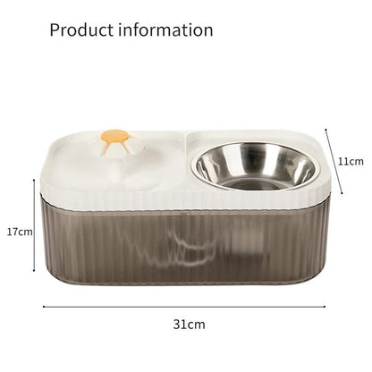 Comedero y bebedero para mascotas con fuente.